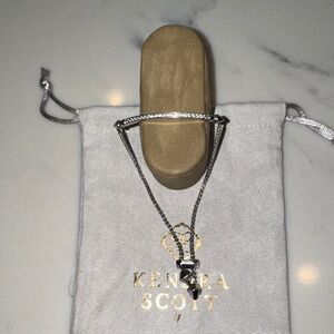 Kendra Scott Adjustable Silver Chain Bracelet with Quarter Jeweled Cuff